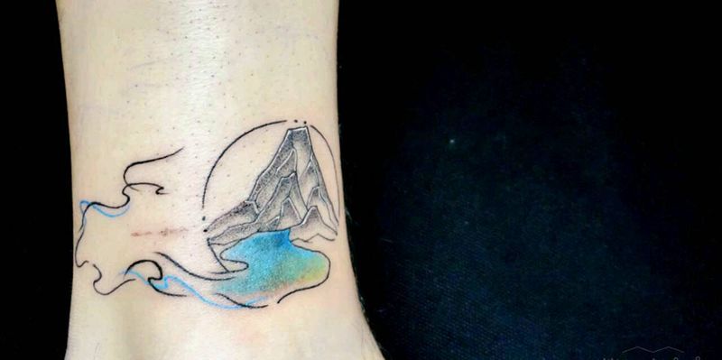 山水纹身图片_腿部手部欧美清新静物成品纹身图案