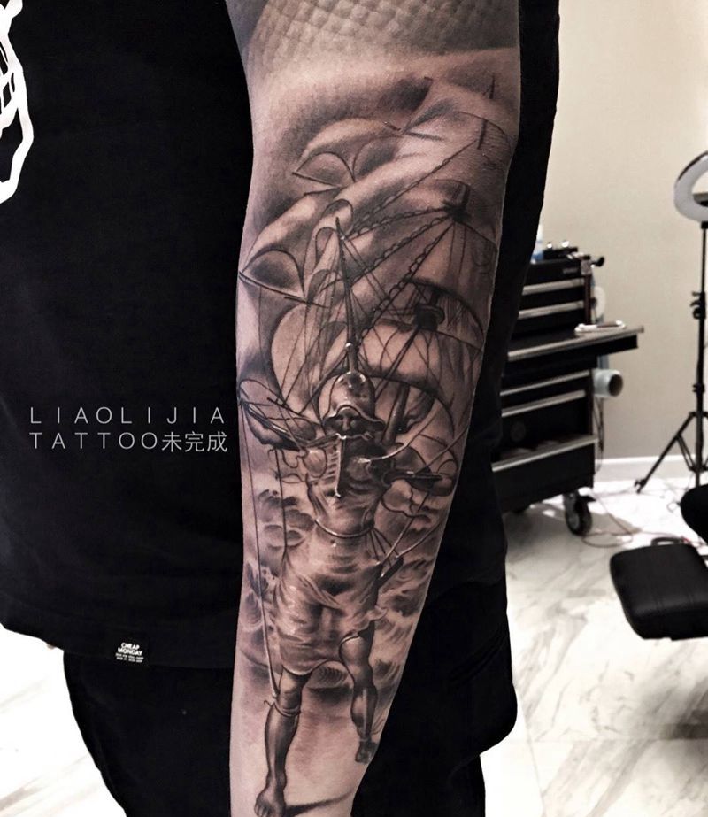 k纹身图片_成品手臂人物写实欧美纹身图案