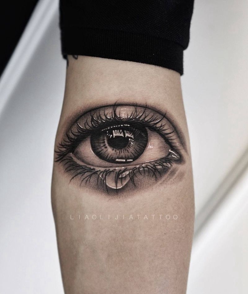 眼睛纹身图片_成品写实手臂欧美纹身图案