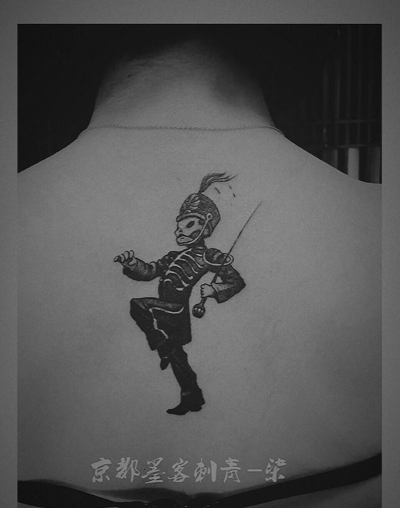 京都墨客刺青-柒纹身图片_成品鬼神颈部写实清新纹身图案