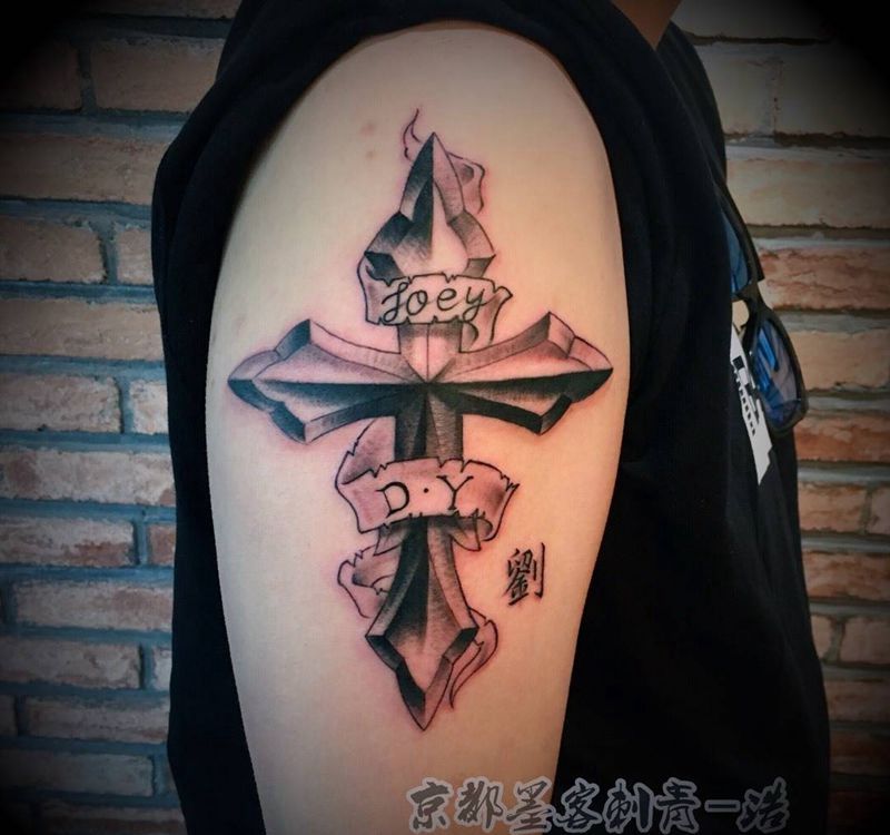 京都墨客刺青-浩纹身图片_宗教手臂成品欧美纹身图案