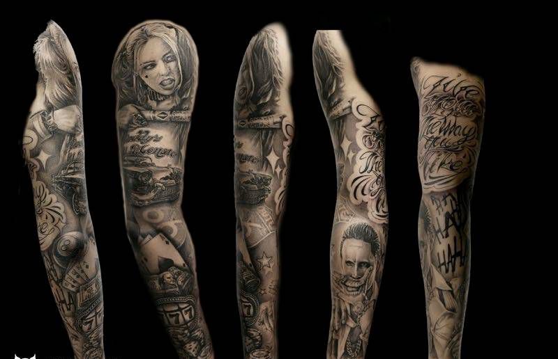 欧美花臂纹身图片_手臂欧美写实纹身图案