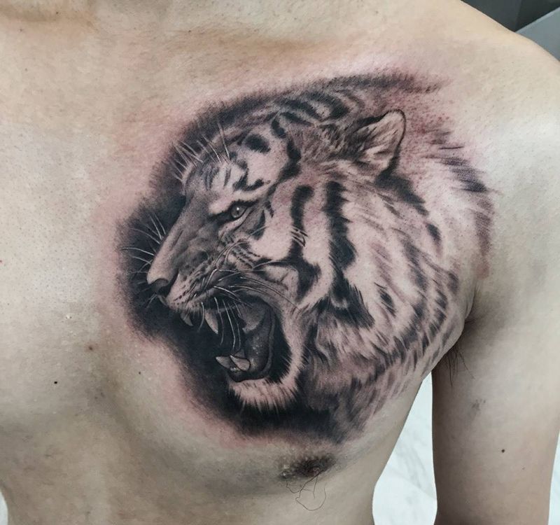 我的作品纹身图片_手臂成品写实欧美动物原创纹身图案