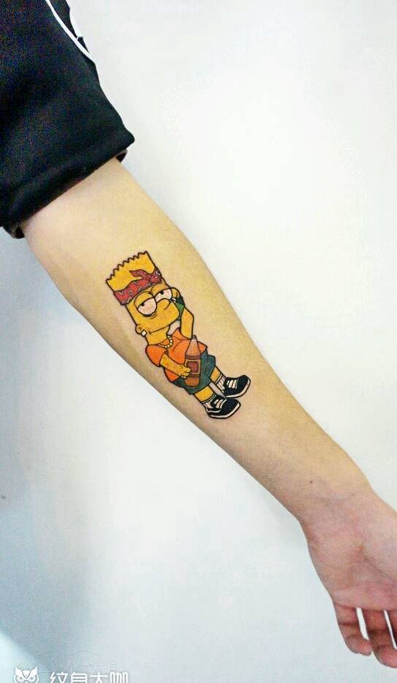 辛普森纹身图片_手臂欧美贴纸人物成品纹身图案