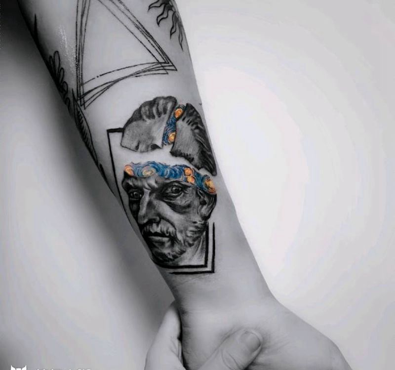 梵高纹身图片_手臂欧美写实纹身图案