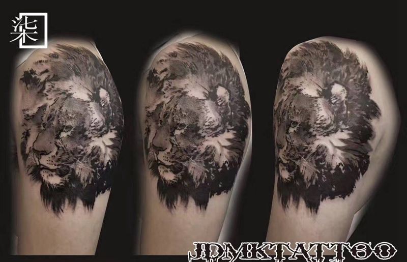 京都墨客刺青-柒纹身图片_成品动物写实手臂手稿图腾纹身图案