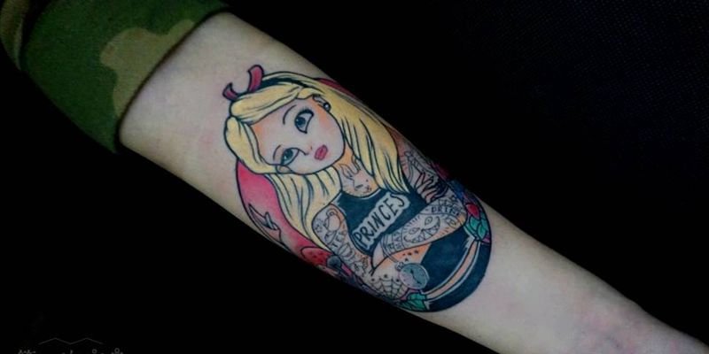 princess纹身图片_背部手臂腿部欧美清新人物成品纹身图案