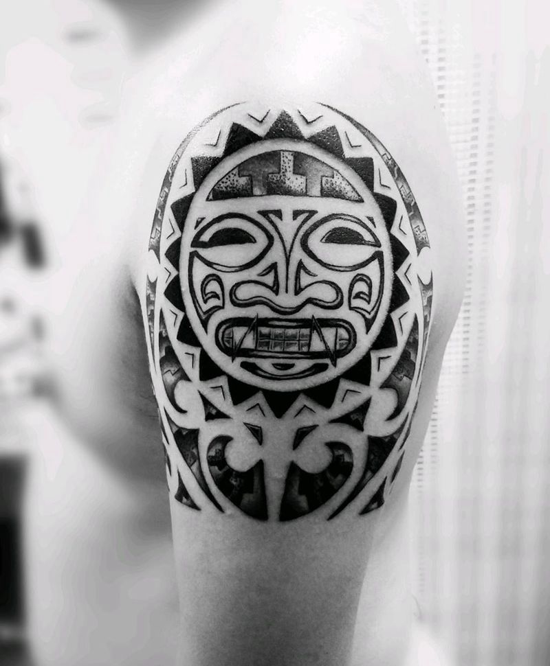 玛雅图腾纹身图片_手臂欧美字符图腾宗教成品纹身图案