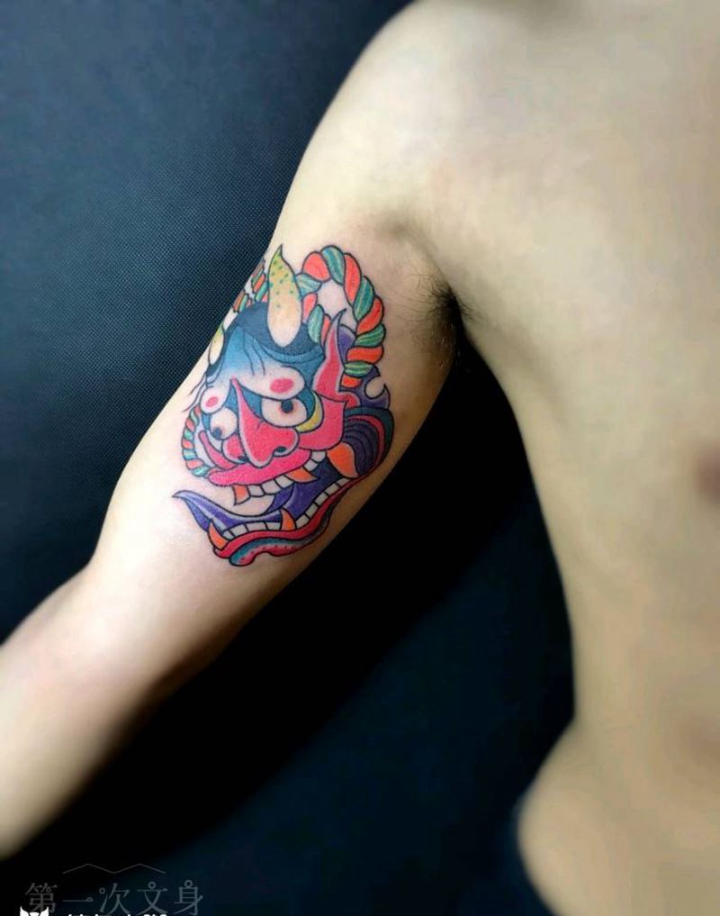 彩色般若纹身图片_背部手臂腿部传统鬼神成品纹身图案