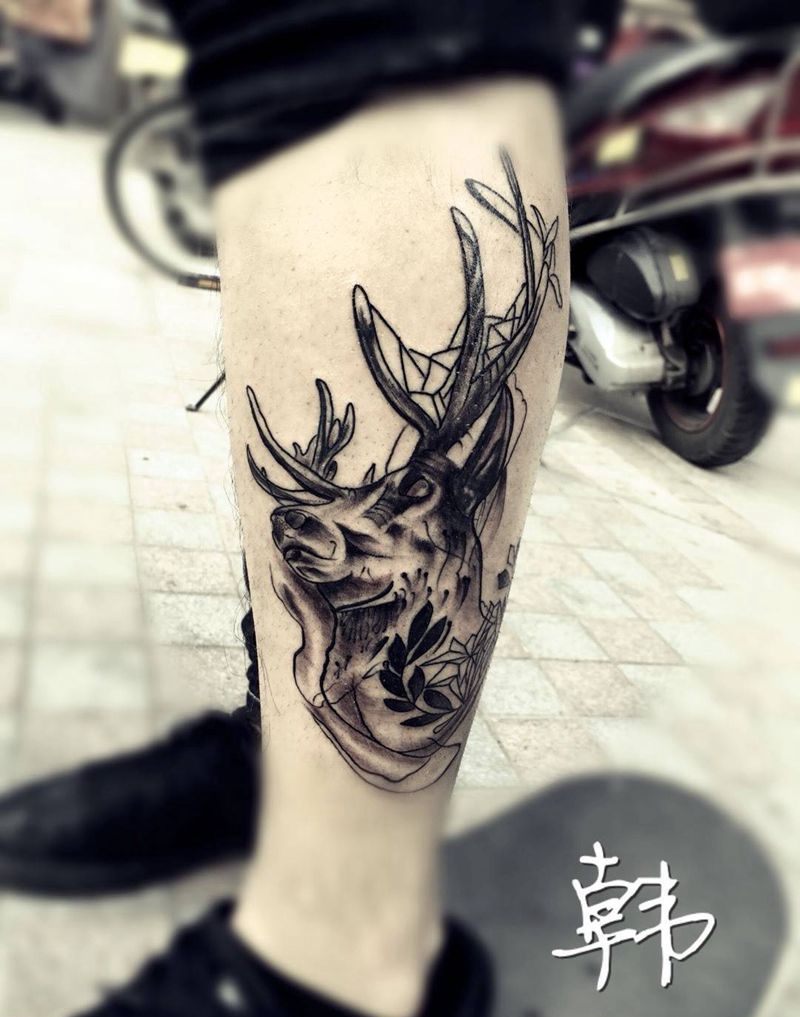 小鹿纹身图片_