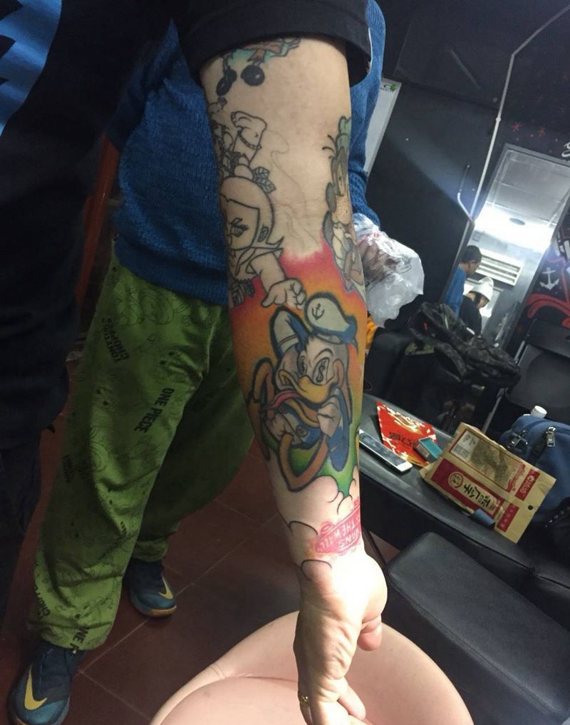 未完成纹身图片_手稿插画手臂欧美清新几何人物动物宗教字符纹身图案