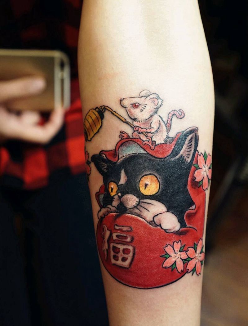 达摩猫纹身图片_