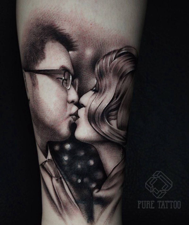 照片纹身纹身图片_腿部欧美写实肖像纹身图案