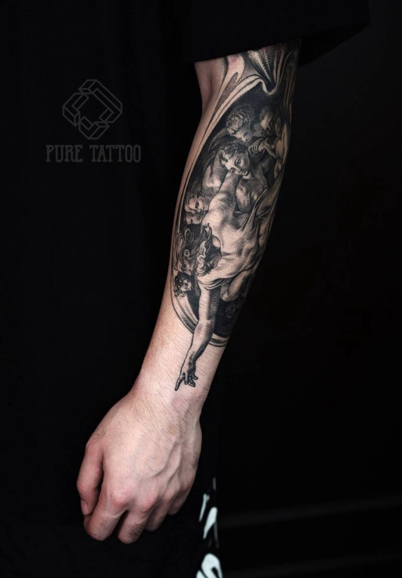 创世纪纹身图片_手臂点刺欧美写实纹身图案