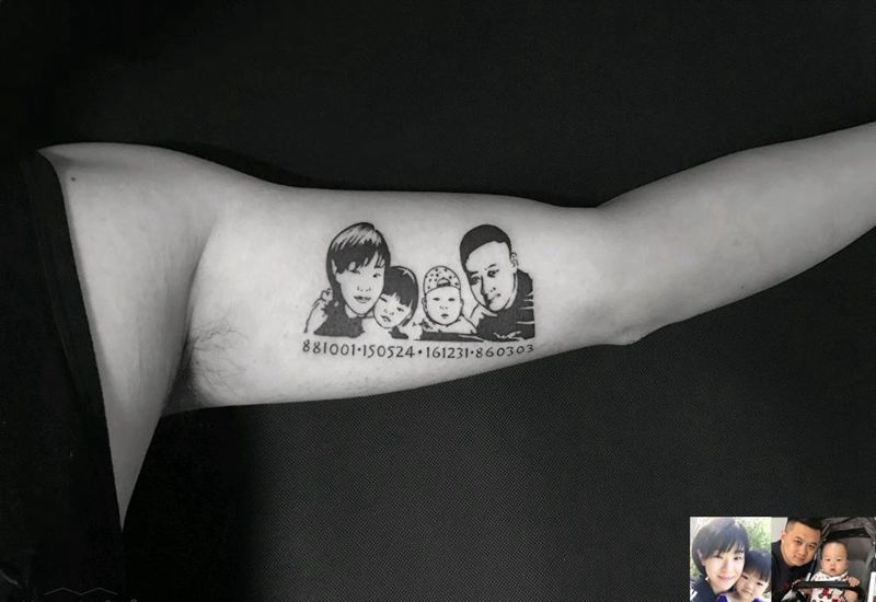 阖家幸福纹身图片_肩部胸部腰部背部手臂腿部欧美图腾原创成品纹身图案
