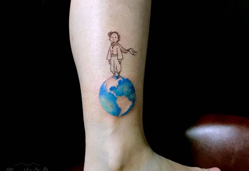 小王子纹身图片_肩部背部手臂腿部清新人物成品纹身图案