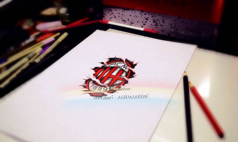 原创设计AC米兰纹身图片_成品手稿欧美清新手臂原创纹身图案