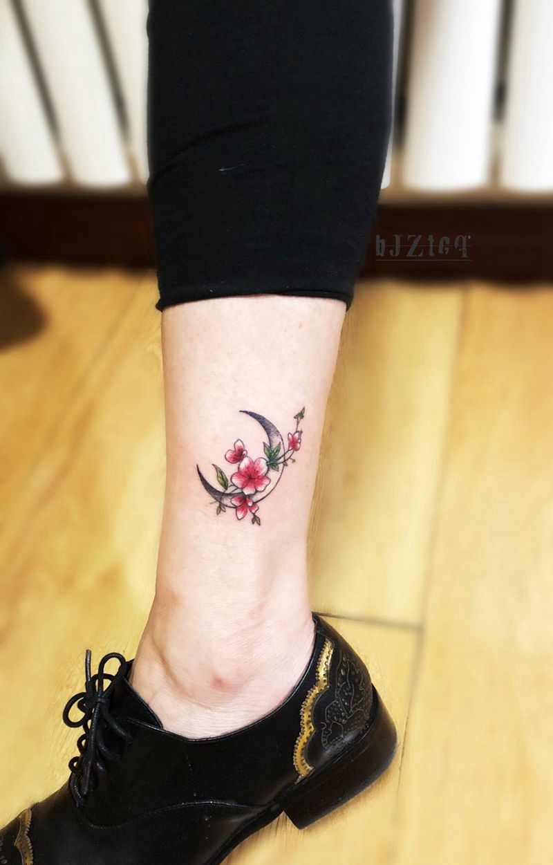 脚踝小图/手臂内侧小图纹身图片_成品手臂脚部清新原创植物静物纹身图案
