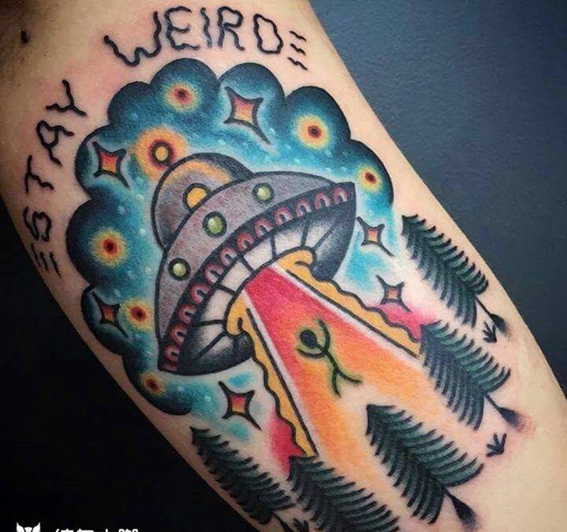 外星人主题newschool纹身图片_成品手臂腿部清新欧美原创纹身图案