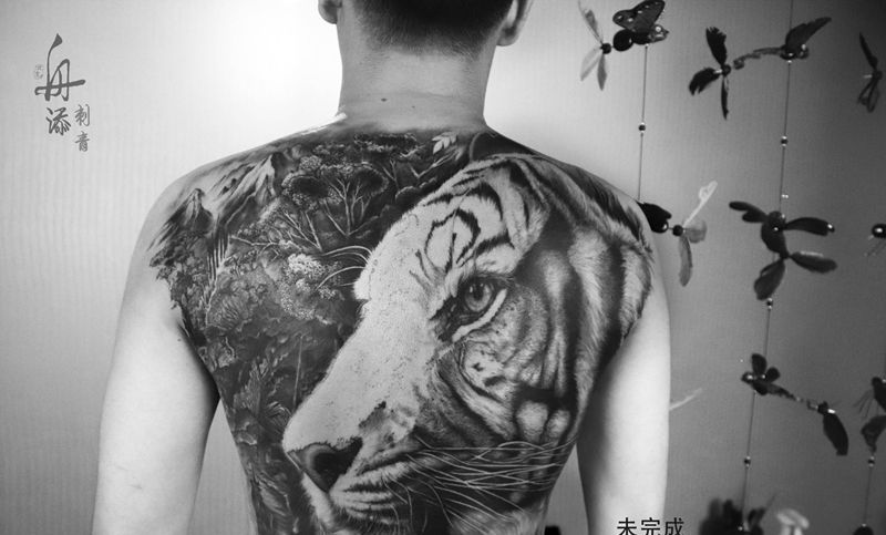 虎纹身图片_