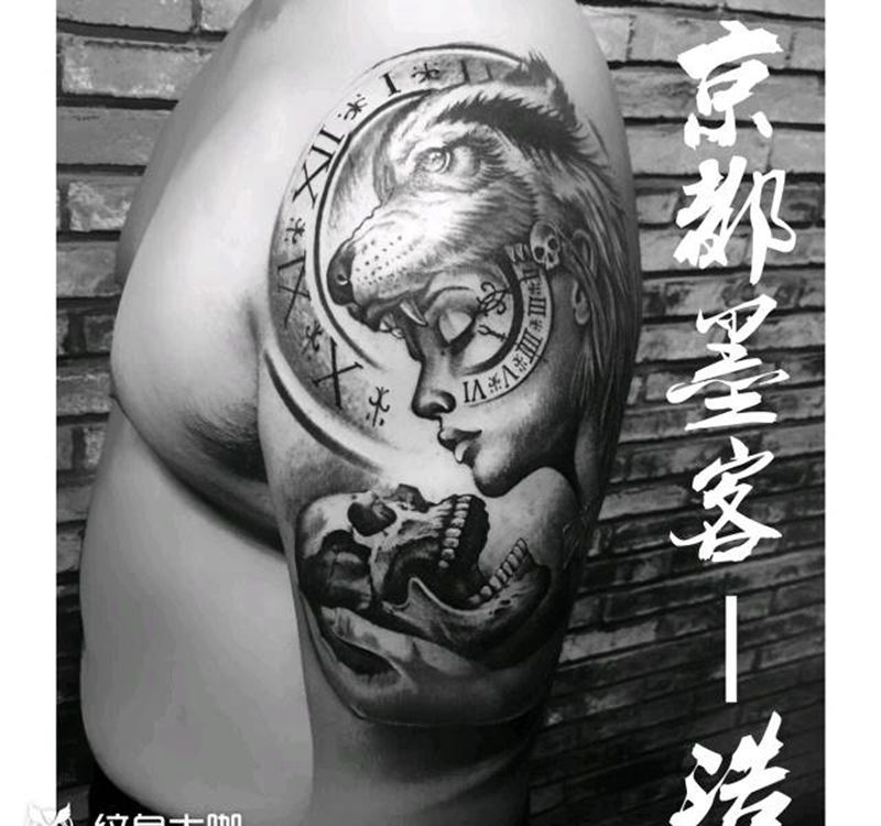 纹身/刺青/人像/骷髅纹身图片_手臂欧美写实纹身图案