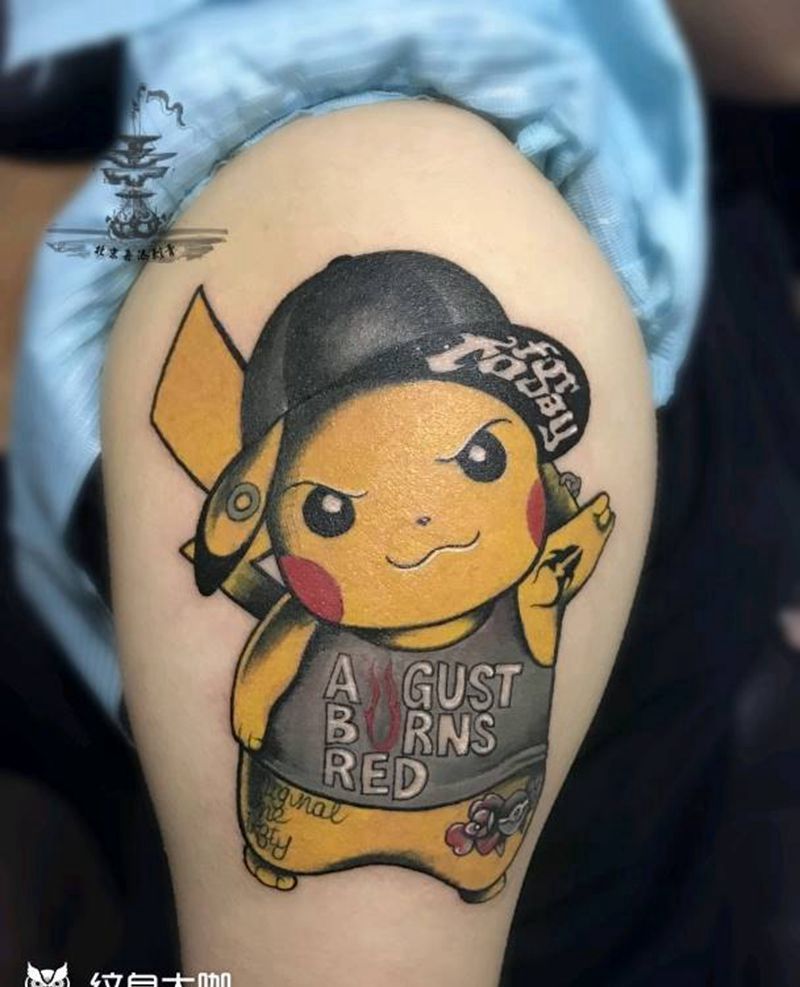 皮卡丘纹身图片_手臂欧美清新彩色成品纹身图案