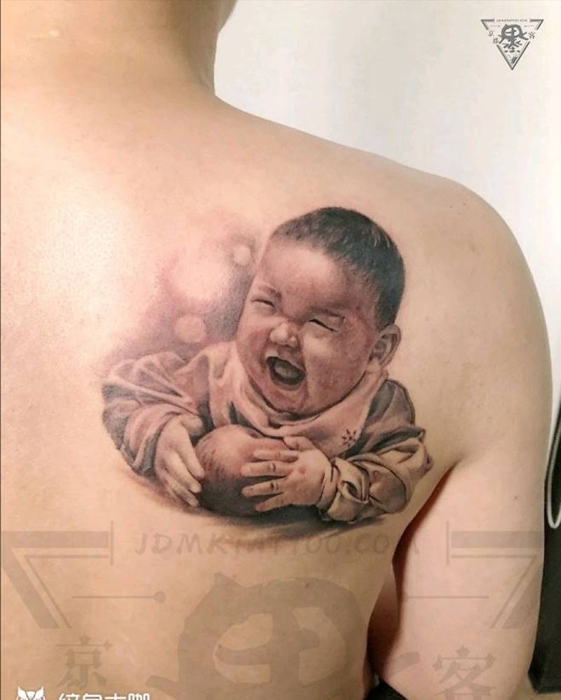 纹身/刺青/肖像写实纹身图片_背部欧美写实纹身图案