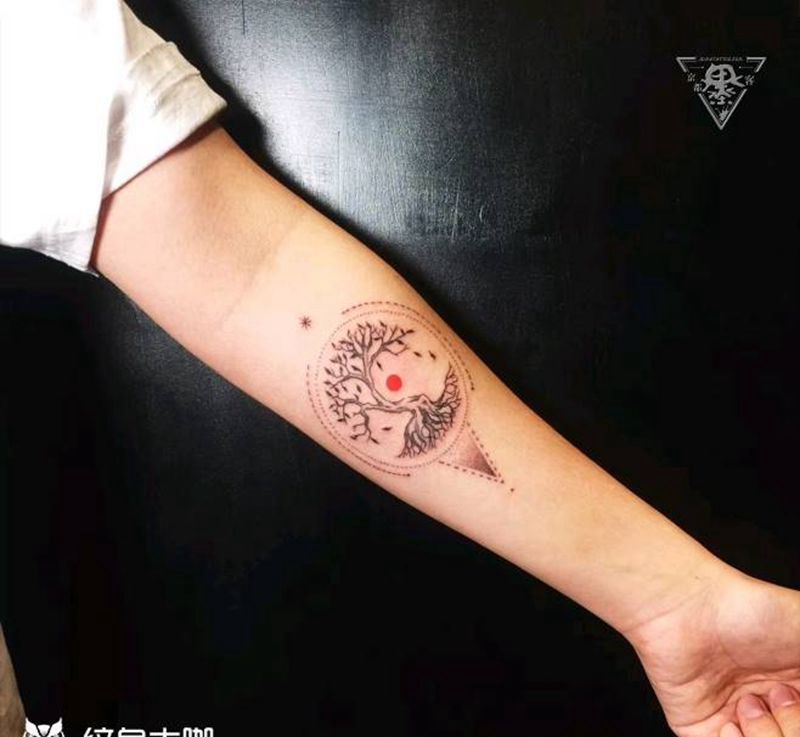 北京纹身/望京纹身/小清新生命纹身图片_手臂点刺纹身图案