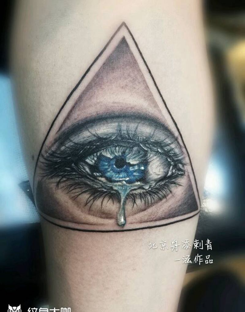 上帝之眼纹身图片_手臂欧美清新写实眼睛成品纹身图案