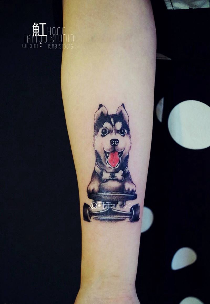 2哈纹身图片_成品手稿手臂写实清新欧美原创动物静物纹身图案