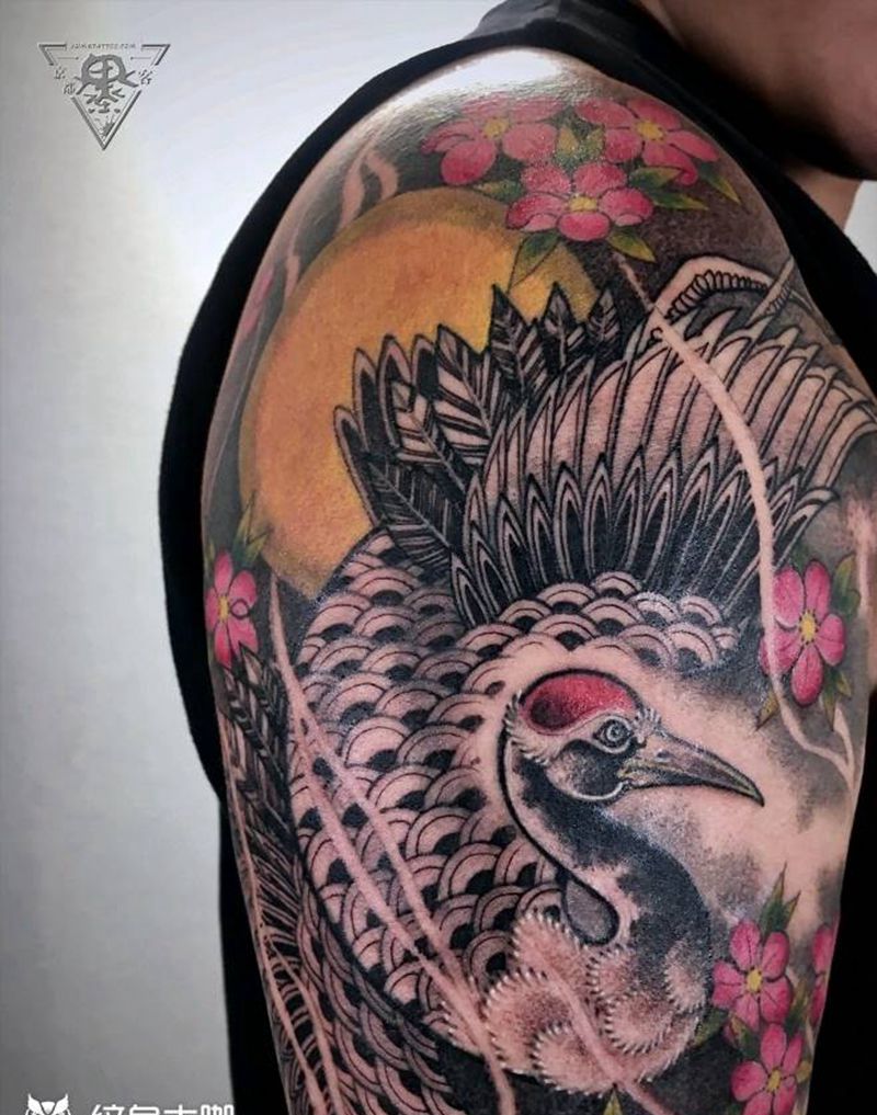 北京纹身/望京纹身/鹤纹身纹身图片_手臂新传统纹身图案