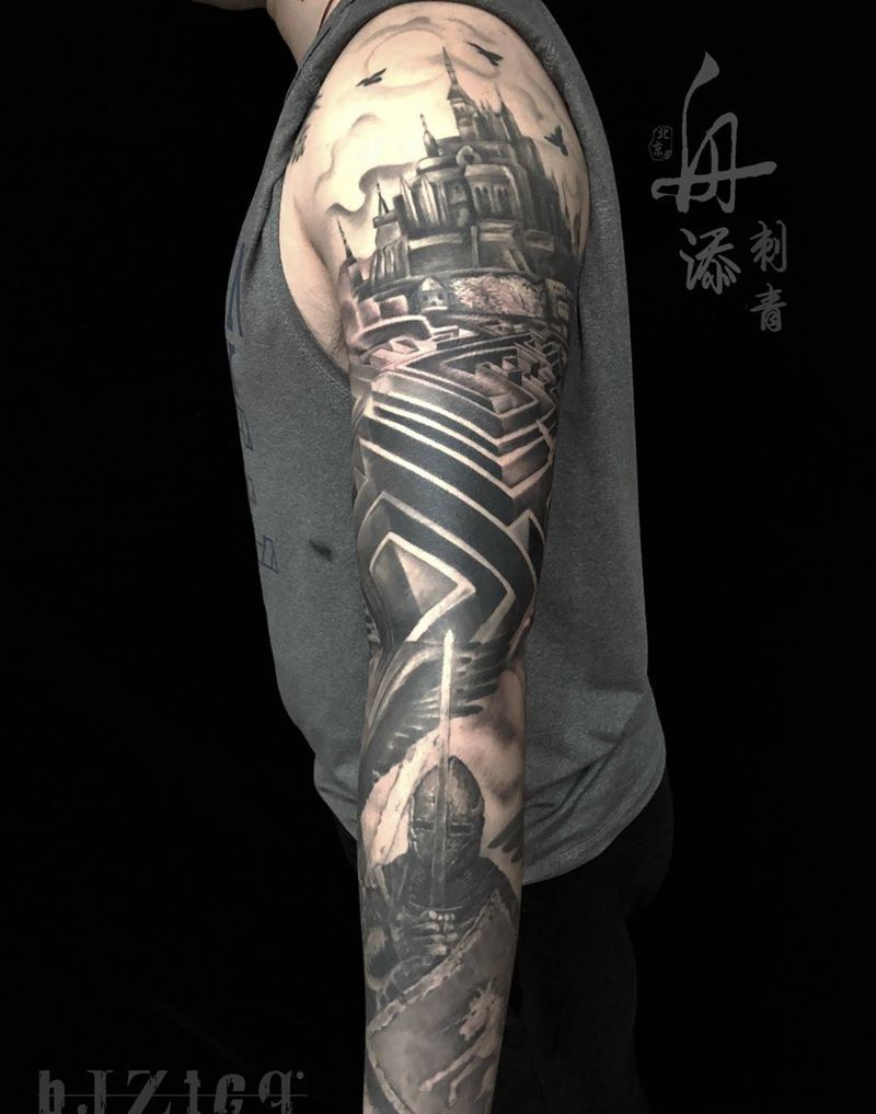 花臂作品完成纹身图片_