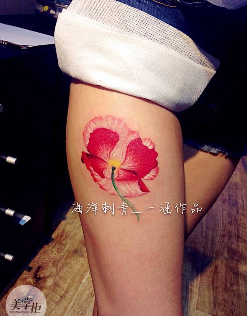 花纹身纹身图片_写实清新植物纹身图案