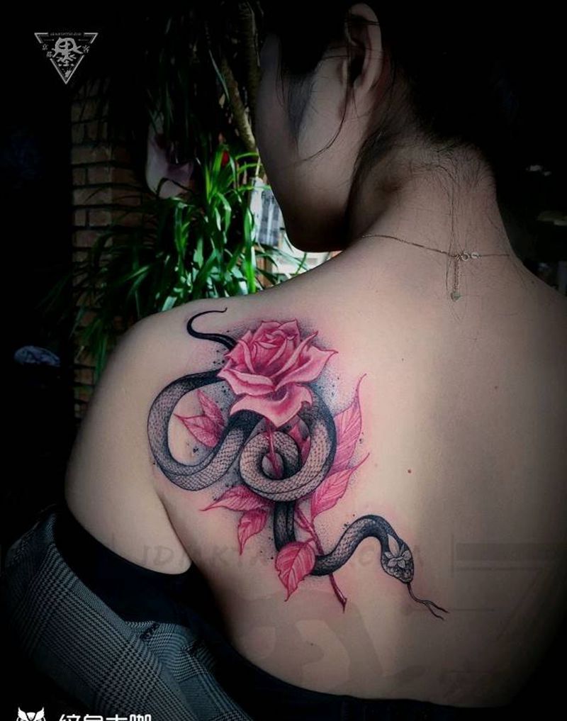 纹身/刺青纹身图片_背部肩部水彩纹身图案