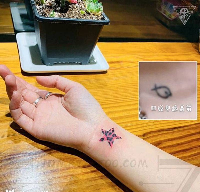 纹身/刺青/遮盖纹身图片_手臂水彩几何纹身图案