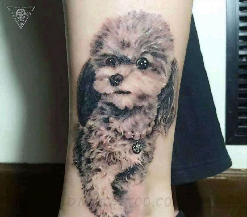 纹身/刺青/宠物写实纹身图片_手臂背部欧美写实宠物 狗纹身图案