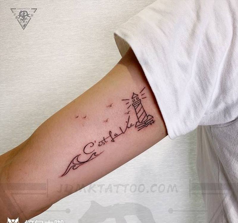 北京纹身/刺青/灯塔/字母纹身图片_手臂欧美纹身图案