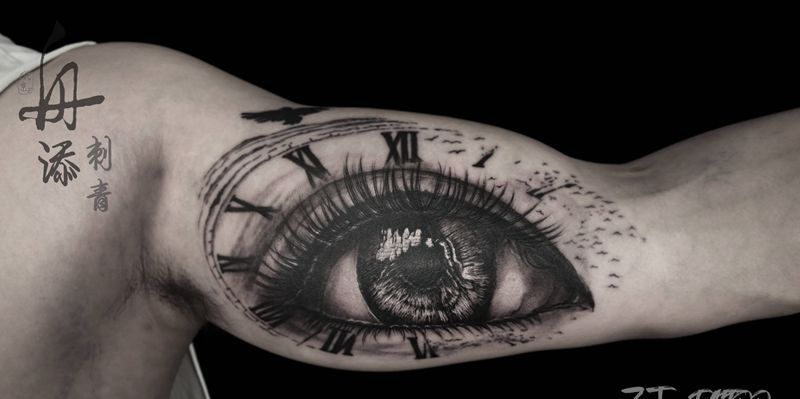 让我做你的眼睛纹身图片_手臂欧美写实纹身图案
