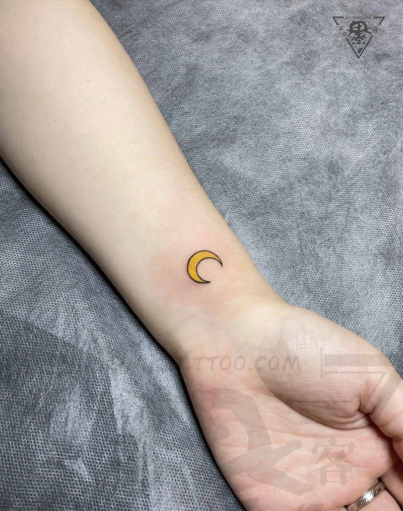 纹身/刺青/月亮纹身图片_手臂胸部水彩New School月亮小清新纹身图案