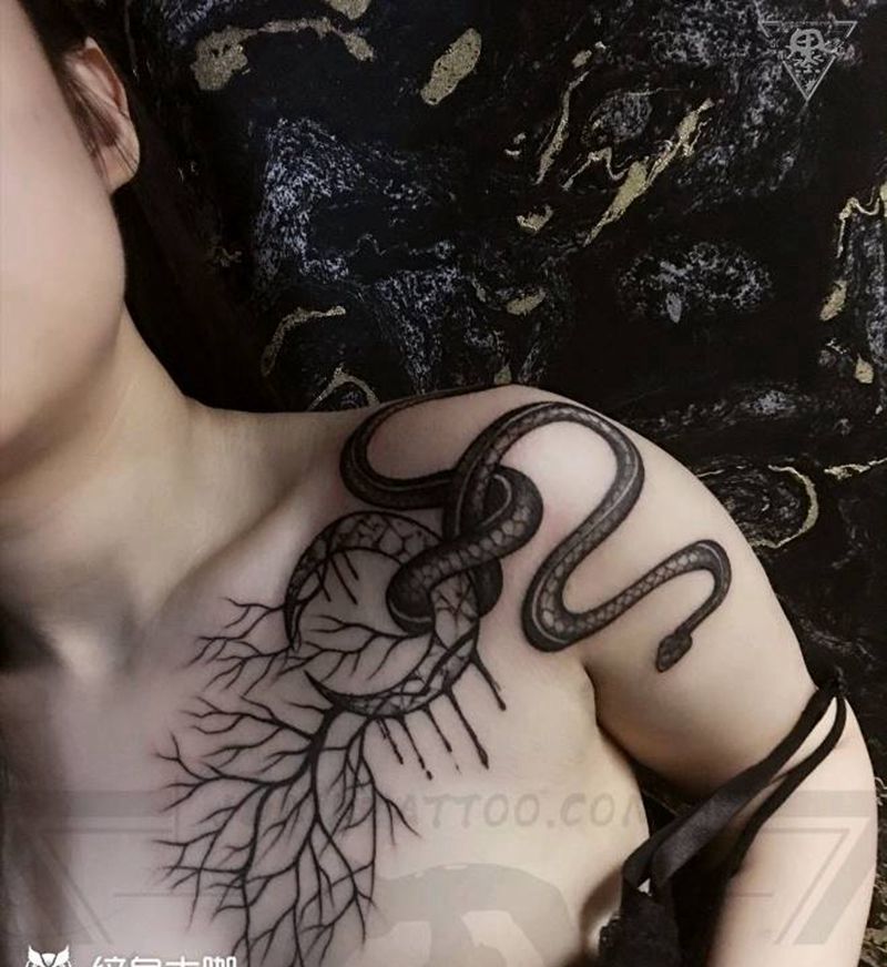 纹身/刺青/蛇/人像纹身图片_胸部手臂New SchoolOld School纹身图案