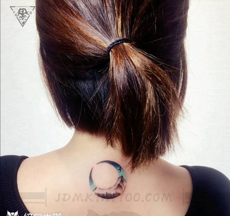 北京纹身/刺青/水彩小清新纹身图片_背部水彩纹身图案