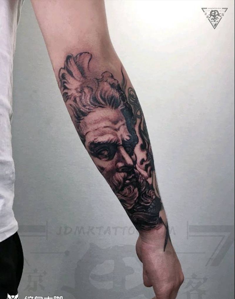 纹身/刺青/海神/波塞冬纹身图片_手臂欧美写实纹身图案