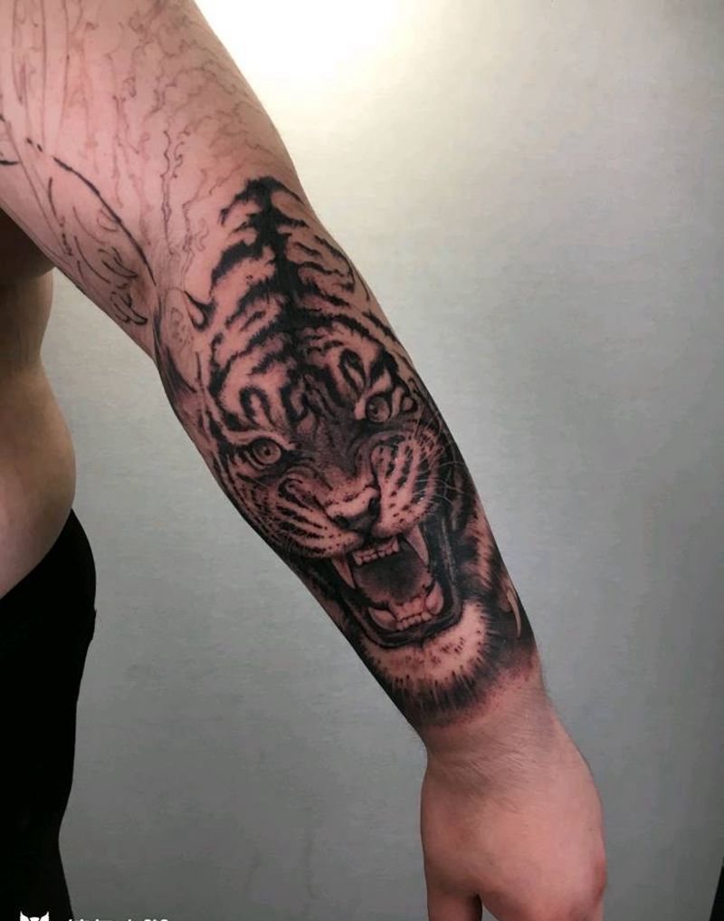 纹身/刺青/写实/老虎纹身图片_手臂欧美写实纹身图案