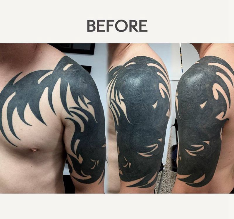 黑臂也能拯救纹身图片_成品手臂欧美几何纹身图案