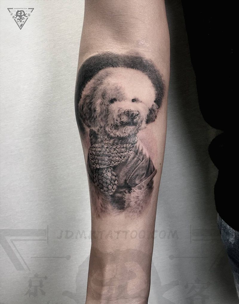 纹身/刺青/宠物纹身纹身图片_腿部手臂欧美写实宠物狗猫纹身图案