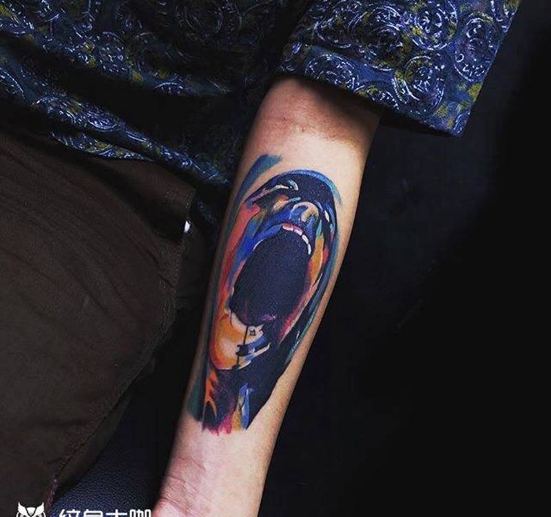 迷墙纹身图片_成品手臂腿部欧美肖像图腾鬼神原创几何人物纹身图案