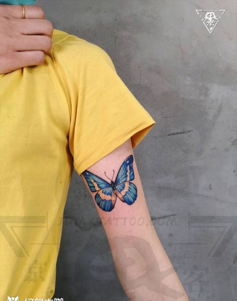 纹身/刺青/蝴蝶纹身纹身图片_手臂腿部水彩New School蝴蝶纹身图案