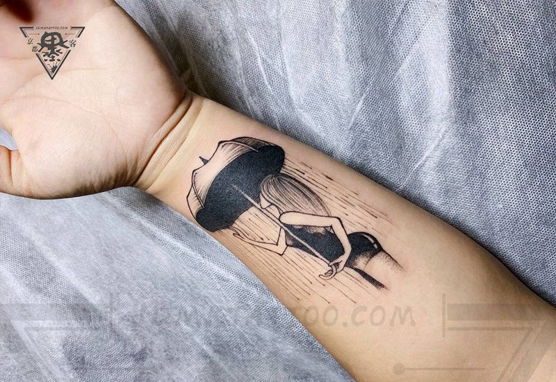 纹身/刺青/旧纹身遮盖纹身图片_手臂New School水墨遮盖纹身图案