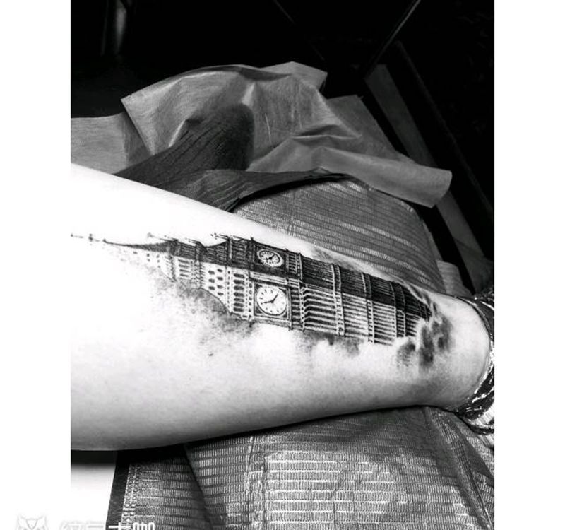 纹身/刺青/大本钟/欧美写实纹身图片_腿部手臂欧美写实纹身图案