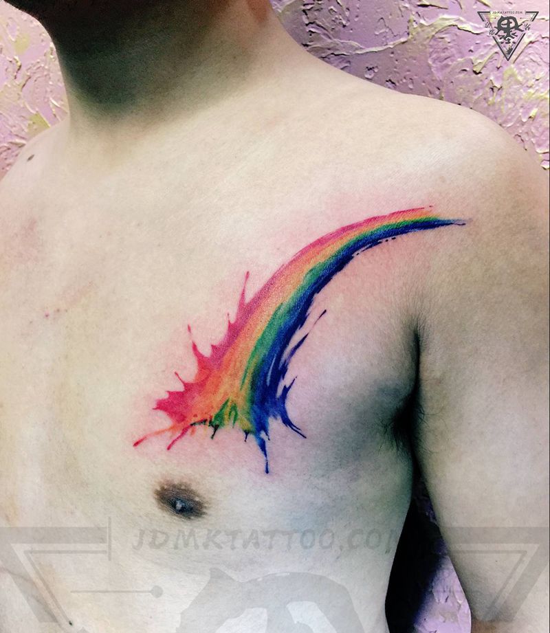 纹身/刺青/彩虹纹身图片_手臂胸部水彩彩虹纹身图案